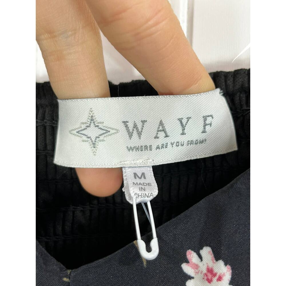 WAYF dress black floral puff sleeve babydoll - Picture 2 of 4